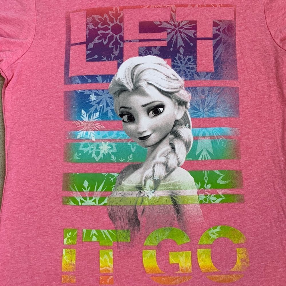 DisneyFrozen Elsa Fitted Graphic T-shirt Girls L Pink
